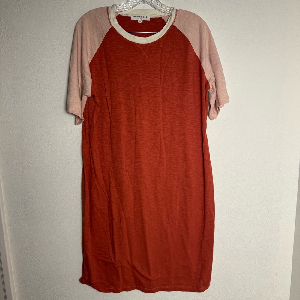 DownEast Orange Fall‎ Tshirt cotton Midi Knee length Dress